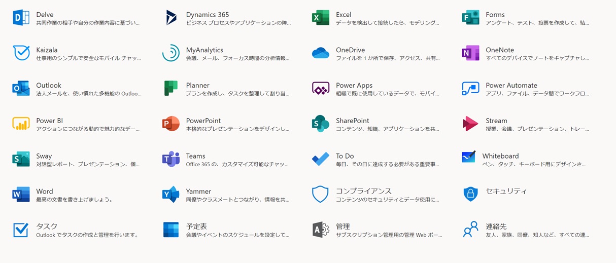 Microsoft 365サービス一覧