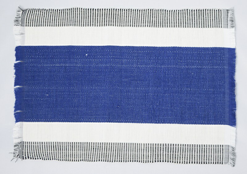 フィリピン 工芸品 Ilocos 地方伝統　手織り　ランチョンマット　2枚組　ブルー
