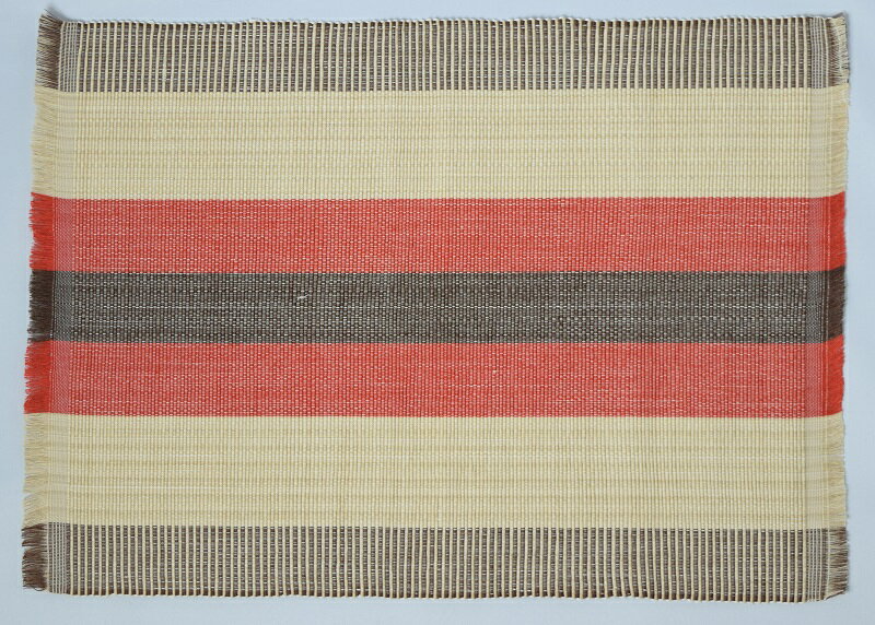 フィリピン 工芸品 Ilocos 地方伝統　手織り　ランチョンマット　2枚組　レッド