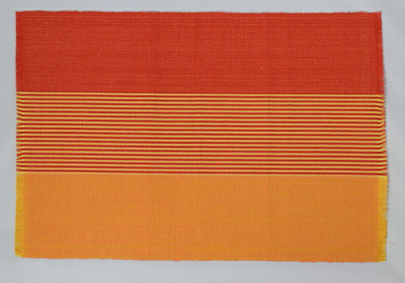 フィリピン 工芸品　Rowilda’s　手織り　ランチョンマット　2枚組　オレンジ　レッド